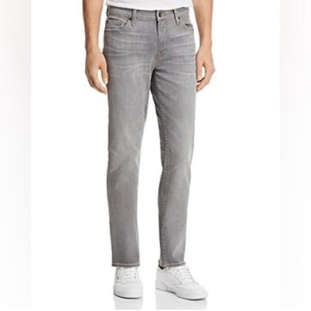 7 For All Mankind Slimmy Slim Fit Jeans Mens 34 In Gravel Gray Straight Leg - Picture 16 of 16